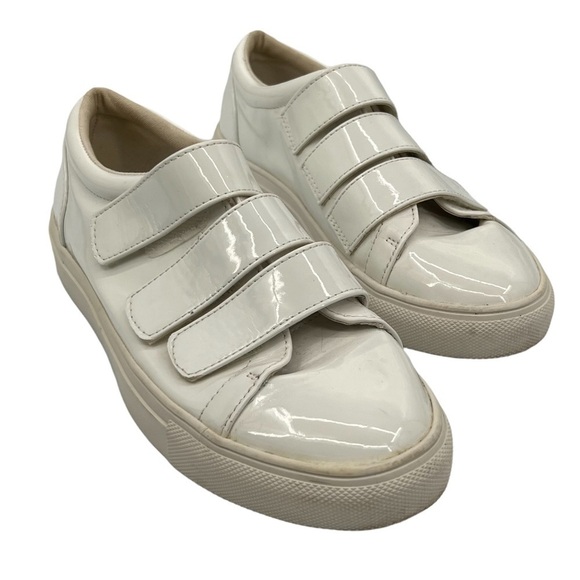 ASOS White Patent Hook And Loop Sneakers Size 3 Big Girl's - Picture 1 of 9